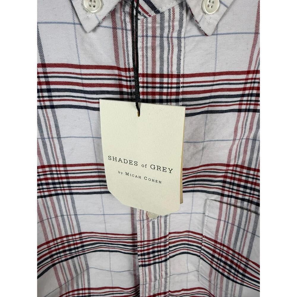 NWT Shades Of Gray By Micah Cohen Red White Black Plaid Button Down Large - Picture 2 of 7